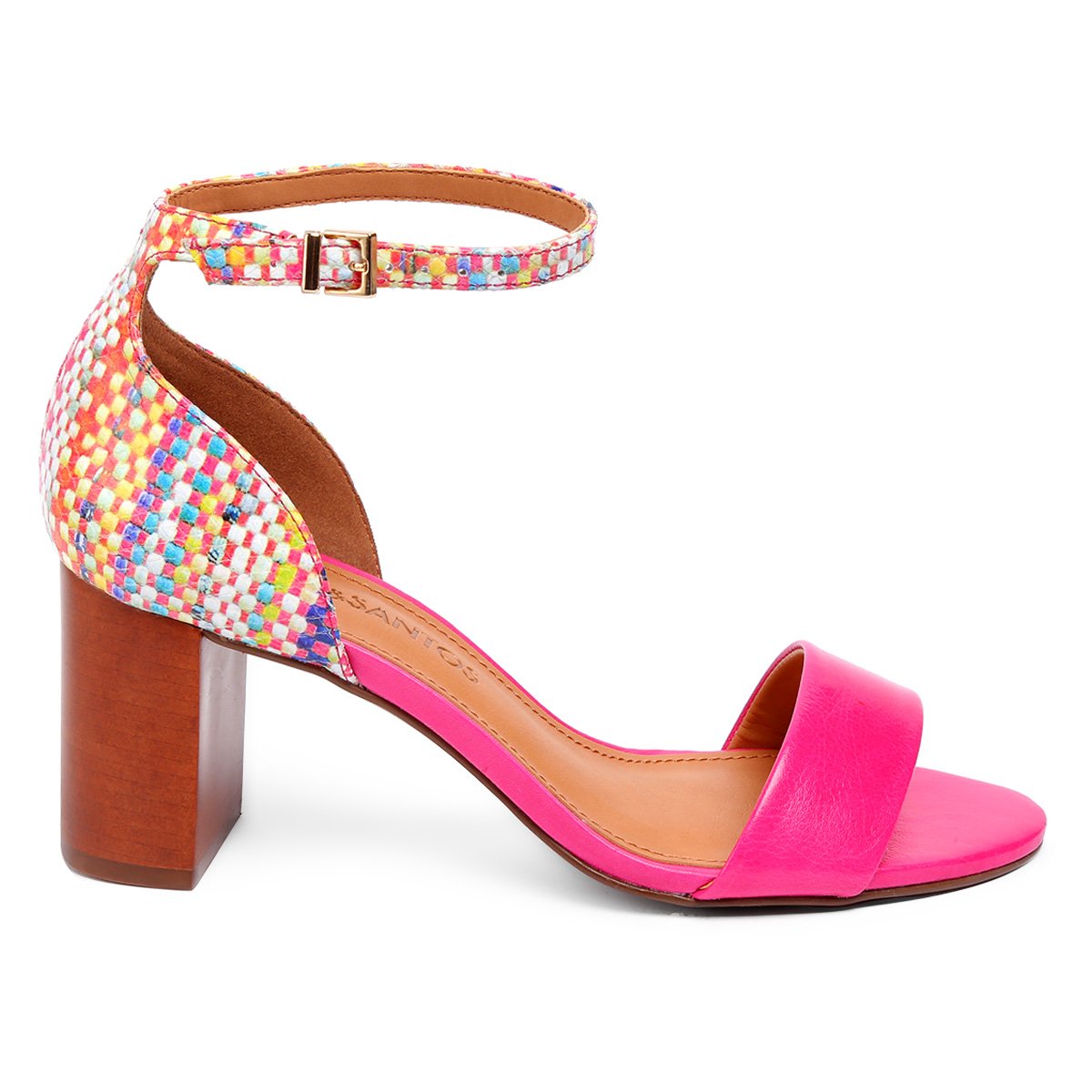 Sandália Couro Loucos \u0026 Santos Salto Grosso Detalhe Snake Feminina -  Colorido | Zattini